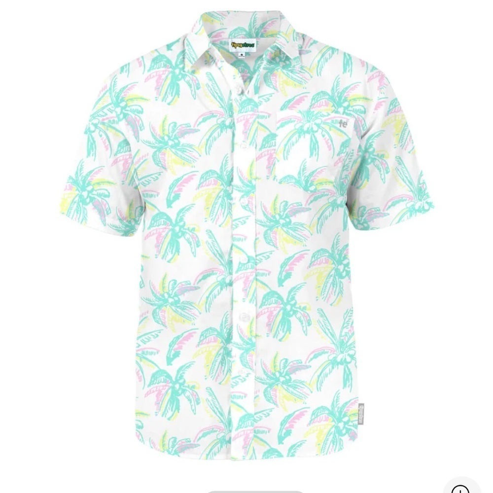 Tipsy Elves Palm Print Men's Shirt - Green and Yellow NWT Size Large